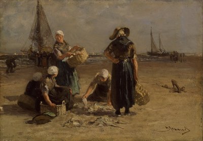 Fishwives on the Beach (öljy kankaalle) tekijältä Bernardus Johannes Blommers or Bloomers
