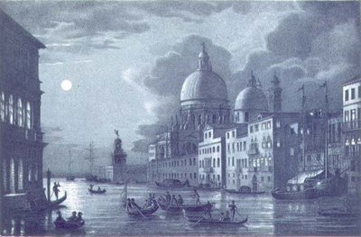 Canal Grande ja Santa Maria della Salute, Venetsia, kaiverrus Brizeghel (litho) tekijältä Berselli (after)
