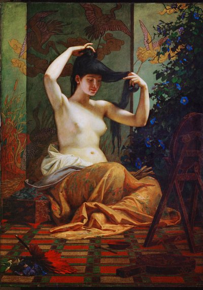 Japanilainen nainen (maalaus kankaalle) tekijältä Bertalan Szekely