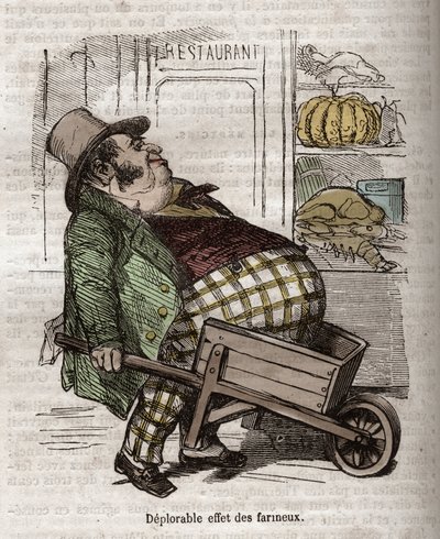 Obeite - Des Gourmands - valitettava vaikutus des flooreux - kaiverrus Jean Anthelme Brillat Savarinin (Brillat-Savarin) kirjaan "La Physiologie du gout" tekijältä Bertall