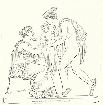 Mercury esittelee Infant Bacchuksen Inolle tekijältä Bertel after Thorvaldsen
