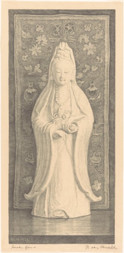 Kwan Yin (alkuperäinen nimi esineessä) tekijältä Bertha van Hasselt (signed by artist)