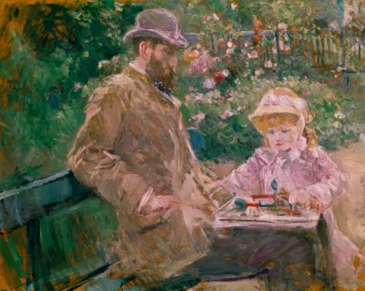 Eugene Manet ja seine Tochter im Garten von Bougival tekijältä Berthe Morisot