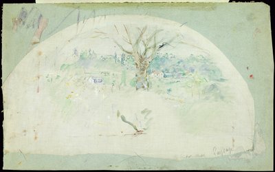 Bougivalia kuvaava tuuletin, 1884 (öljy, kynä ja wc silkillä) tekijältä Berthe Morisot