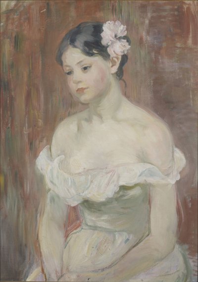 Tyttö dekolteella The Flower in Hair tekijältä Berthe Morisot