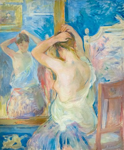Peilin edessä, c. 1890 (öljy kankaalle) tekijältä Berthe Morisot