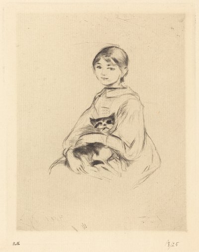 Julie Manet, joka pitelee kissaa sylissään tekijältä Berthe Morisot