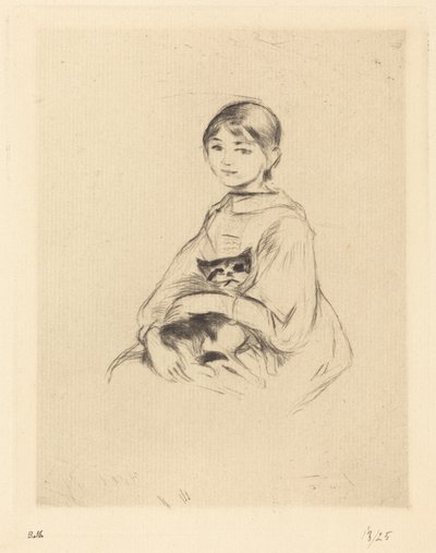 Pieni tyttö kissan kanssa tekijältä Berthe Morisot