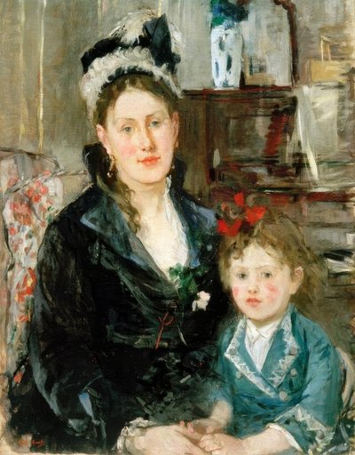 Rouva Boursier ja hänen tyttärensä tekijältä Berthe Morisot