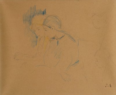 Nuorten tyttöjen muotokuva (väriliidut ja lyijykynä) tekijältä Berthe Morisot