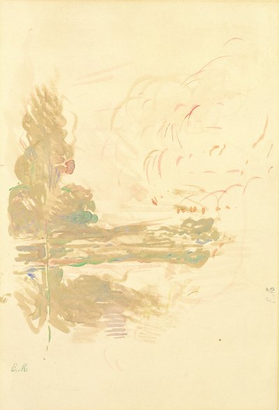 Heijastuksia Seinen, 1890 (akvarelli paperille) tekijältä Berthe Morisot