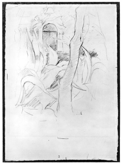 Aloet Villa Rattissa, 1889 (grafiitti paperille) tekijältä Berthe Morisot