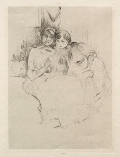 Piirustustunti (Berthe Morisot piirtää tyttärensä kanssa) tekijältä Berthe Morisot