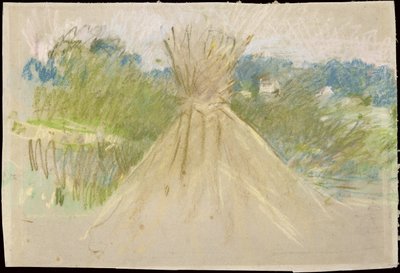 Pieni heinäsuovasta, 1882 (pastelli paperille) tekijältä Berthe Morisot
