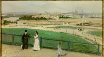 Näkymä Pariisiin Trocaderon korkeuksista. Berthe Morisotin maalaus (1841-1895) tekijältä Berthe Morisot
