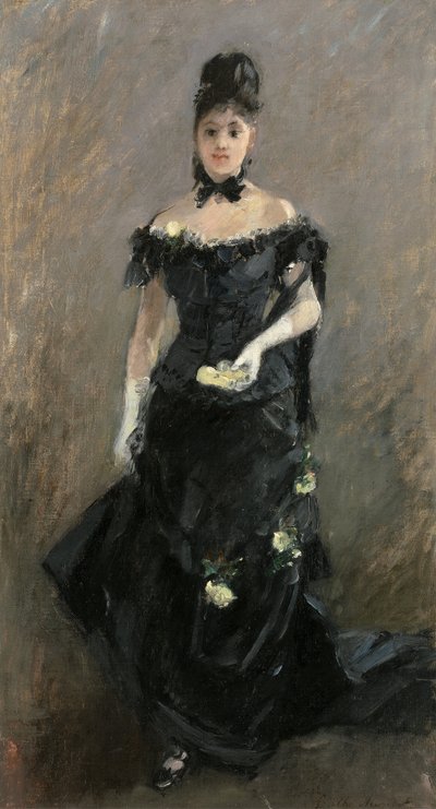 Nainen mustassa tai ennen teatteria, 1875 tekijältä Berthe Morisot