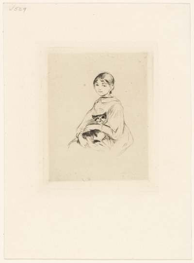 Nuori tyttö ja kissa tekijältä Berthe Morisot