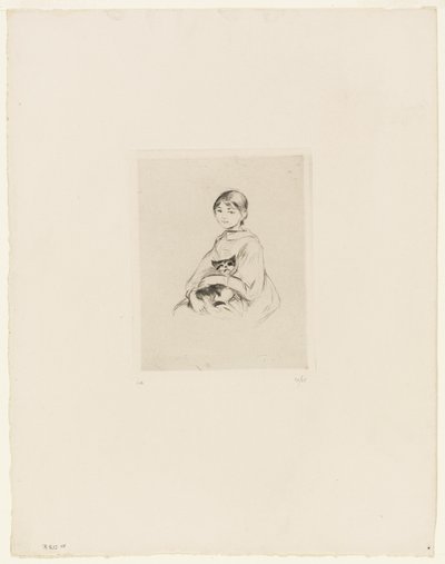 Nuori tyttö ja kissa tekijältä Berthe Morisot
