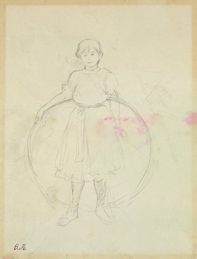 Nuori tyttö vanne, 1888 (grafiitti paperille) tekijältä Berthe Morisot