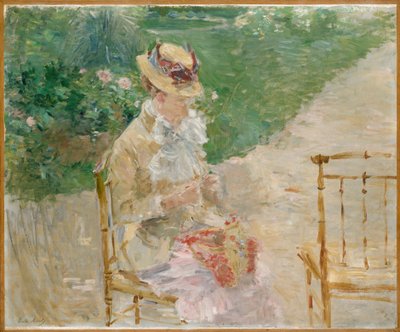 Nuoren naisen neule, n. 1883 (öljy kankaalle) tekijältä Berthe Morisot