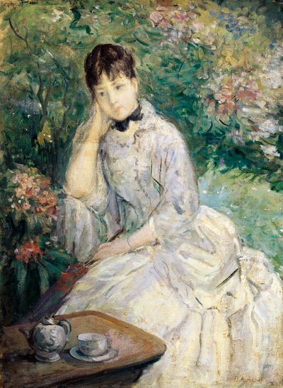 Nuori nainen istuu sohvalla (öljy kankaalle) tekijältä Berthe Morisot
