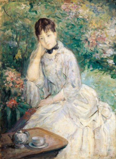 Nuori nainen istuu sohvalla, tekijältä Berthe Morisot