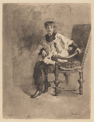 Istuva Acolyte, n. 1872. tekijältä Bianchi Mose