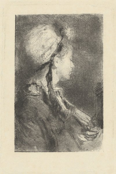 Taiteilijan vaimo profiilissa oikealle päin, c. 1880. tekijältä Bianchi Mose