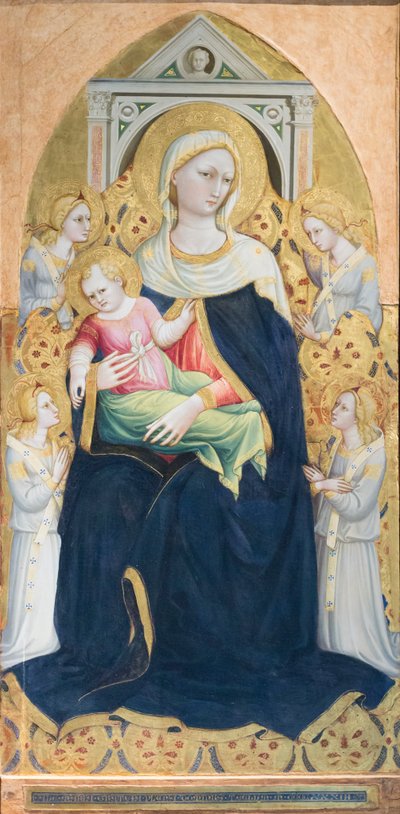 Madonna lapsen ja neljän enkelin kanssa, noin 1433 (tempera ja lehtikulta paneelille). tekijältä Bicci di Lorenzo
