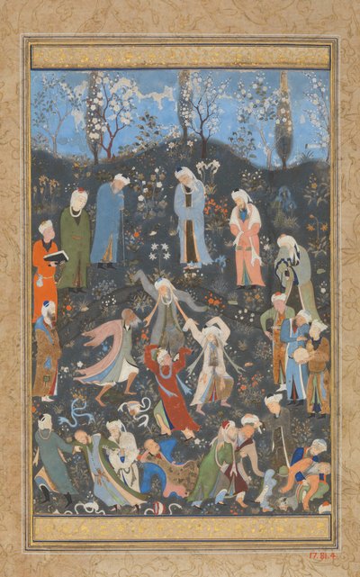 Dancing Dervishes, Folio Hafizin divaanista, n. 1480. tekijältä Bihzad