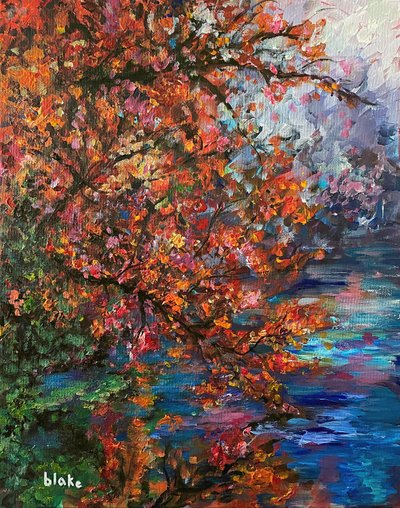 Autumn River, n. 2021 (akryyli kankaalle) tekijältä Blake Munch