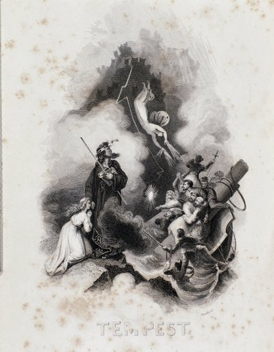 Blanchardin kaiverrus William Shakespearen Myrskyn ensimmäiseen näytökseen (kaiverrus tekijältä Blanchard Blanchard