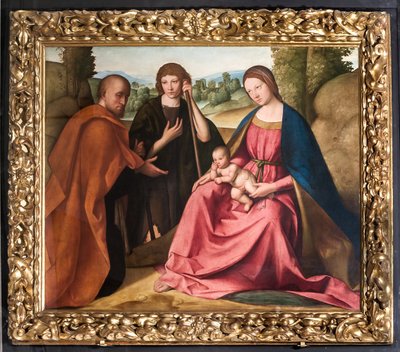 Paimenten palvonta Madonnan Jeesus-lapsen ja kahden paimenen kanssa") tekijältä Boccaccio Boccaccino
