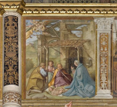 Keskiaukio, neljäs pohjoisosa, Paimenten palvominen, Boccaccio Boccaccino 1516-17. tekijältä Boccaccio Boccaccino
