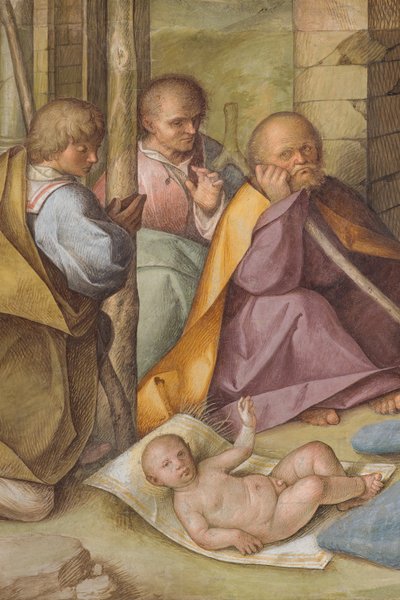 Keskilaiva, neljäs pohjoisrunko, Paimenten palvominen, Boccaccio Boccaccino 1516-17, Yksityiskohta tekijältä Boccaccio Boccaccino
