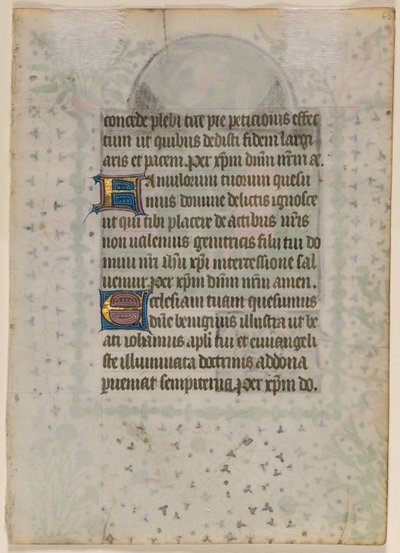 Lehti tuntikirjasta: teksti (käänteinen) tekijältä Boethius Illuminator