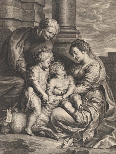 Neitsyt ja Kristus-lapsi Pyhän Annan ja Pyhän Johannes Kastajan kanssa, n. 1640-59.. tekijältä Boetius Adams Bolswert