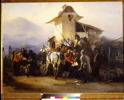 Vakoilijan pidätys. Gottfried (Bogdan Pavlovich) Willewalden (1818-1903) maalaus öljy kankaalle tekijältä Bogdan Willewalde