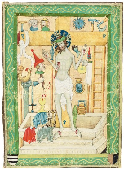 Kristus surumiehenä, Böömi, n.1420 (pergamentti). tekijältä Bohemian School