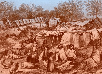 Panaman kylä 1800-luvun lopulla. tekijältä Bohuslav Kroupa