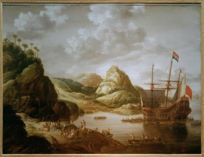 Landung eines Dreimasters ja einer südlichen Küste tekijältä Bonaventura Peeters