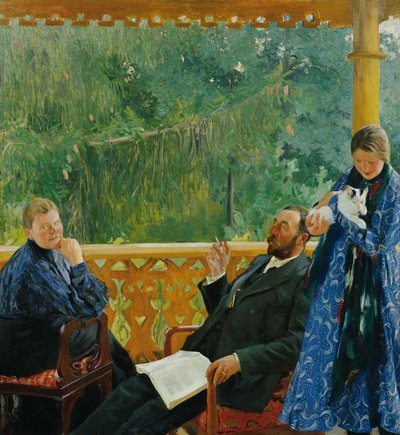 Perhemuotokuva (Polenow-perheen muotokuva) tekijältä Boris Mikhailovich Kustodiev