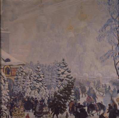 Joulumarkkinat, 1918 tekijältä Boris Mikhailovich Kustodiev