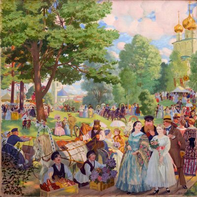 Fete de la Sainte Trinite - Pyhän kolminaisuuden juhla Kustodiev, Boris Michaylovich (1878-1927). Öljy kankaalle tekijältä Boris Mikhailovich Kustodiev