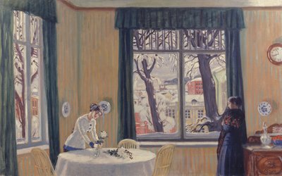 Huoneessa. Talvi, 1915 tekijältä Boris Mikhailovich Kustodiev