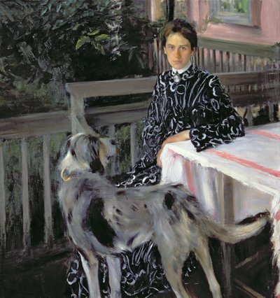 Taiteilijan vaimon Julia Jevstafjevna Kustodieva (1880-1942) muotokuva, 1903 tekijältä Boris Mikhailovich Kustodiev
