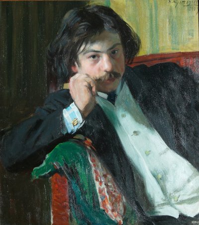 Muotokuva runoilija Janko Lavrinista 1887-1986, 1909 tekijältä Boris Mikhailovich Kustodiev