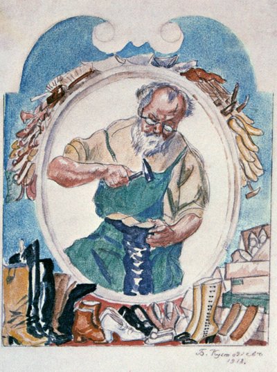 Suutarit, 1918. tekijältä Boris Mikhailovich Kustodiev