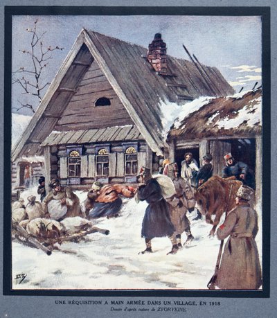 Asevoimien tarvikkeita kylässä tekijältä Boris Vasilievich Zvorykin