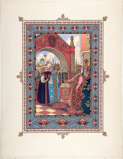 Vassilissa la Belle (Vassilissa la tres Belle) - Kuvitus satuun Vasilisa kaunis par Zvorykin, Boris Vasilievich (1872-1935 jälkeen), n. 1925 - Värilitografia, 27,3x20,5 - Yksityiskokoelma tekijältä Boris Vasilievich Zvorykin